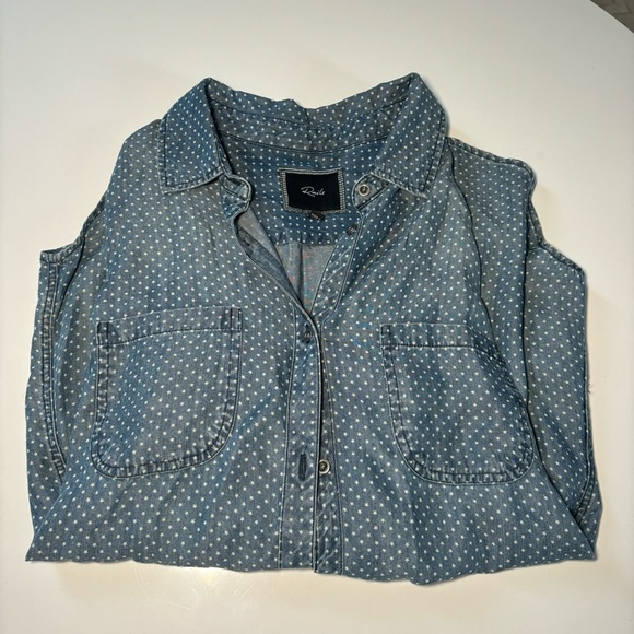 RAILS BLUE BUTTON DOWN with STAR DETAILS - Picture 1 of 6